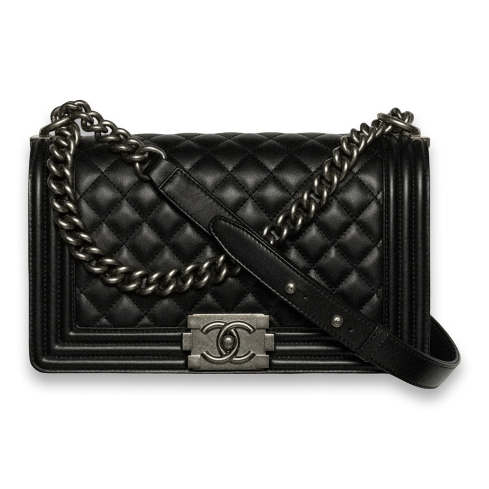 CHANEL LEBOY Quilted Shoulder Bag with Chain Strap - NEW
